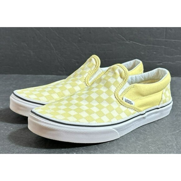 Vans Slip-on Yellow Checkered Skate Shoe Big Kids Size 6 - Picture 1 of 7